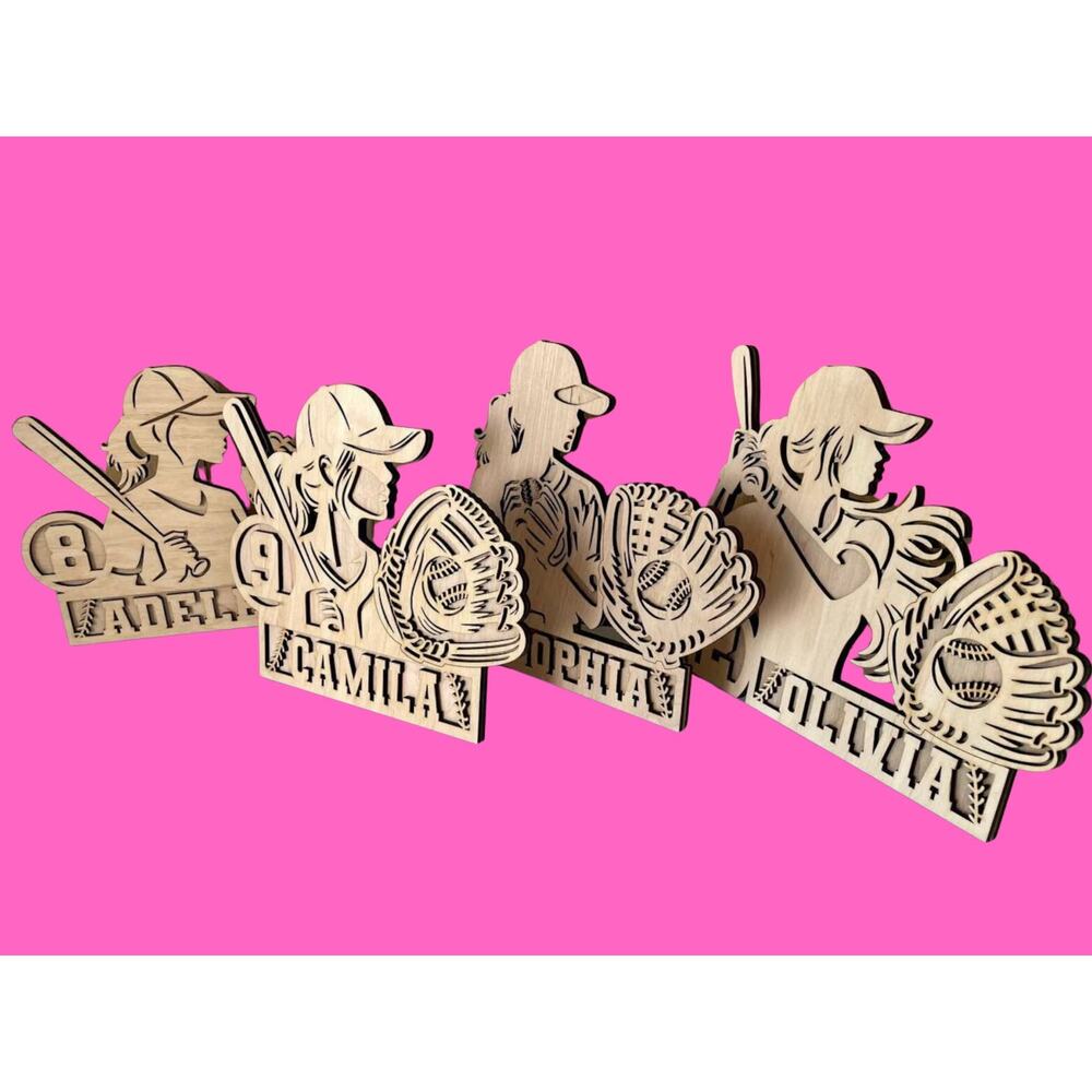 Personalized Softball Girl Baseball Sign Laser Engraved Gift Custom Plaque
